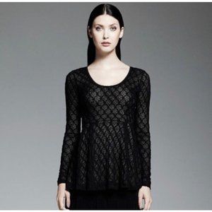 Catherine Malandrino for Design Nation Black Lace Overlay Top Size XS